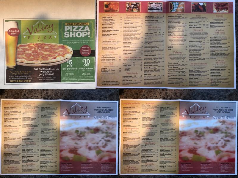 Valley Pizza Menu