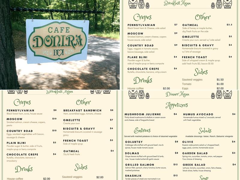 Cafe Donira Menu