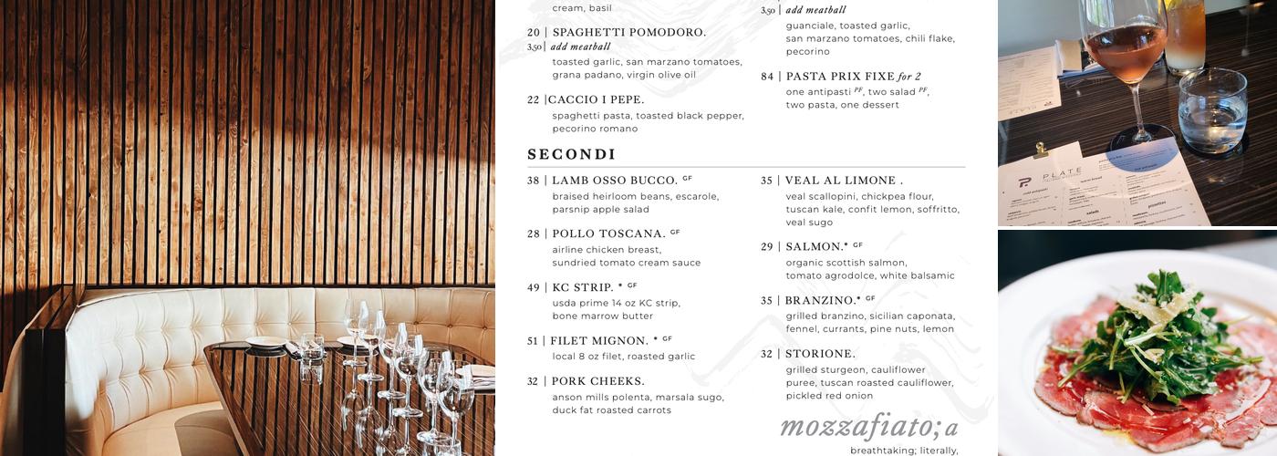 Plate Restaurant - Brookside Menu