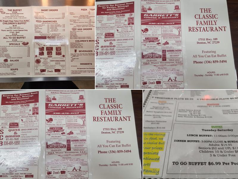 The Classic Family Restaurant Menu