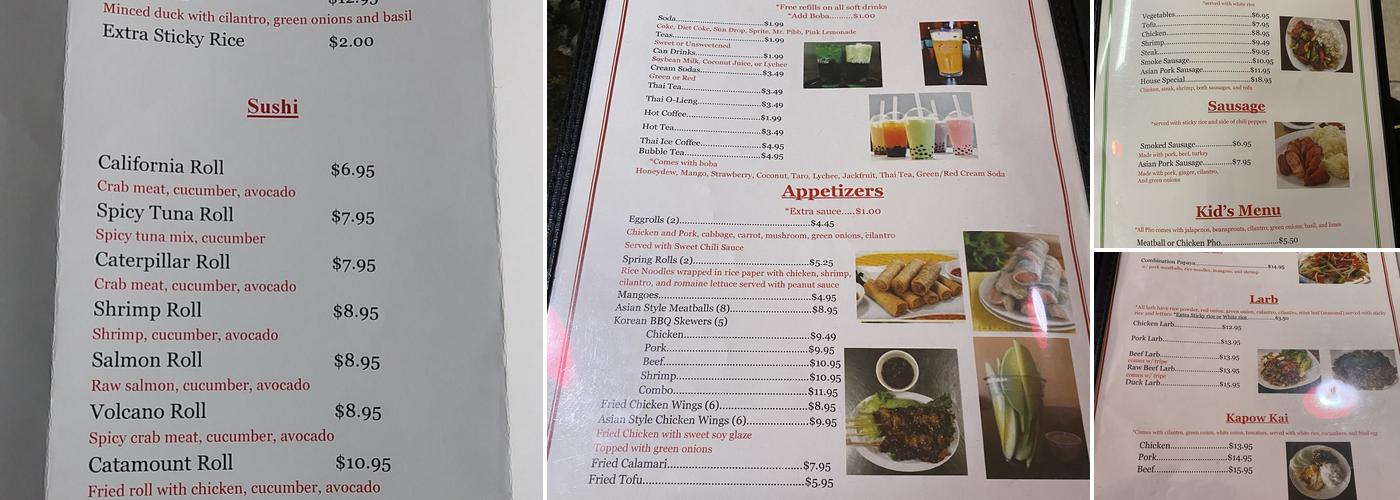 Bangkok Pho Menu