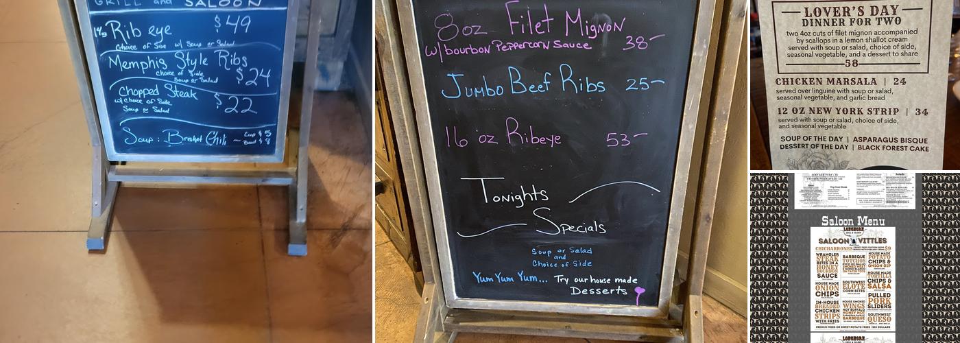 Longhorn Grill and Saloon Menu