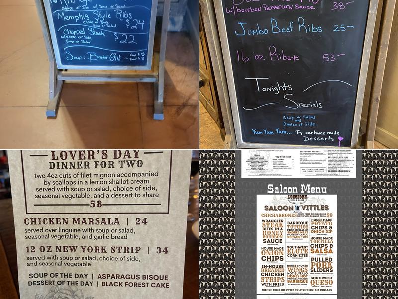 Longhorn Grill and Saloon Menu