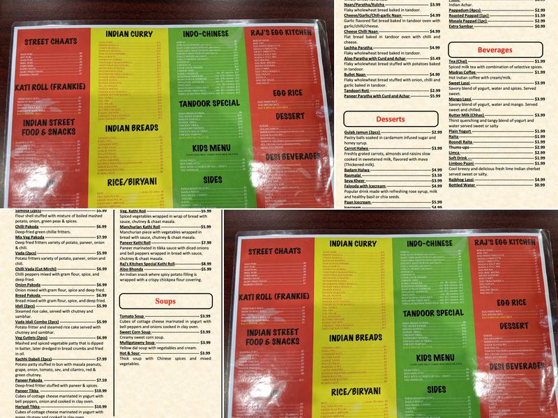 Raj's Kitchen Menu