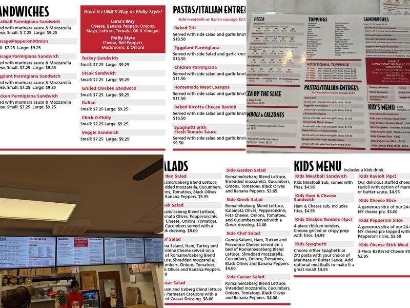 Luna's Pizza & Restaurant Menu