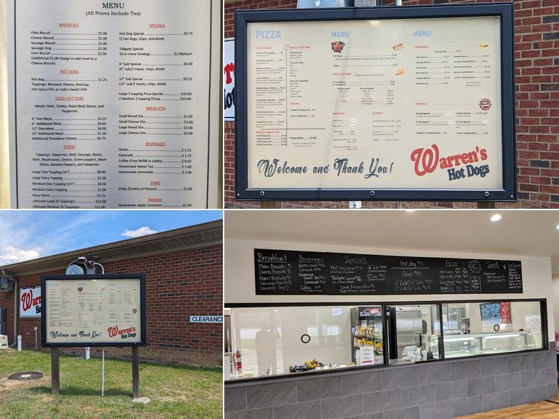 Warren's Hotdogs Menu