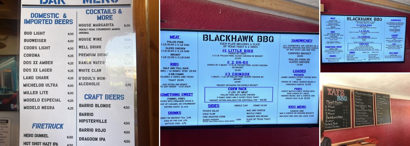 Blackhawk BBQ Menu