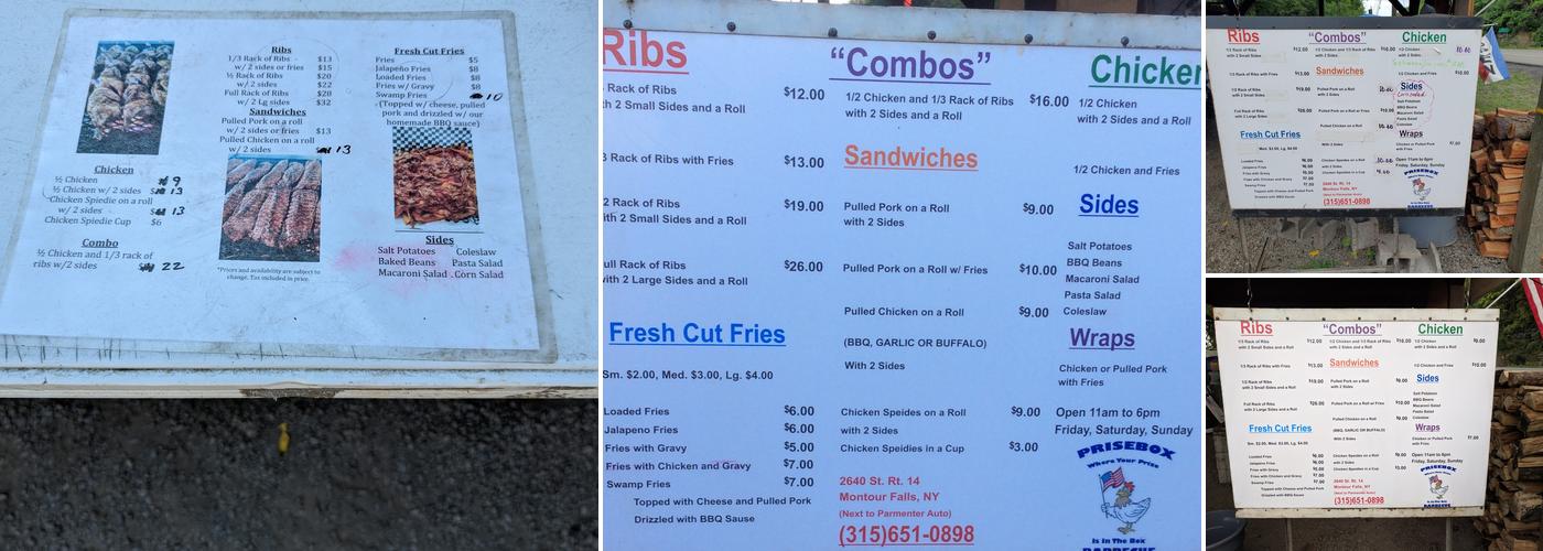 PriseBox BBQ Menu