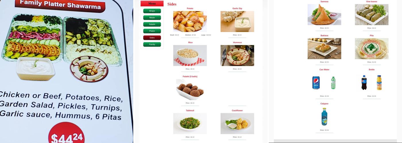 Cedars Menu