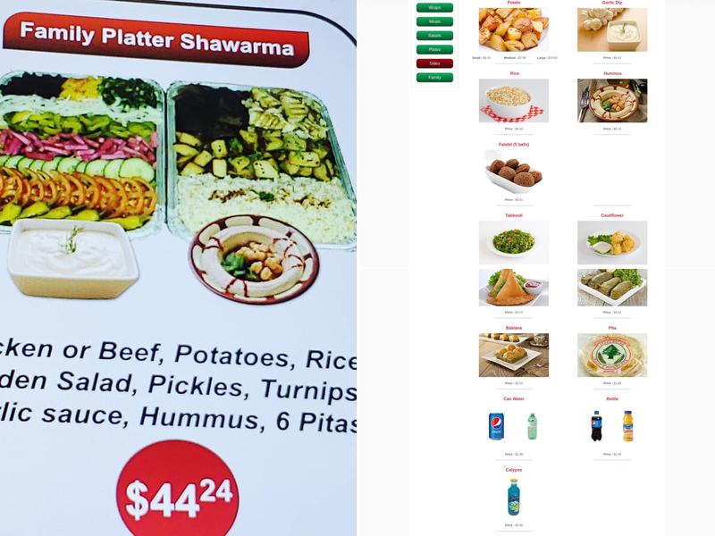 Cedars Menu