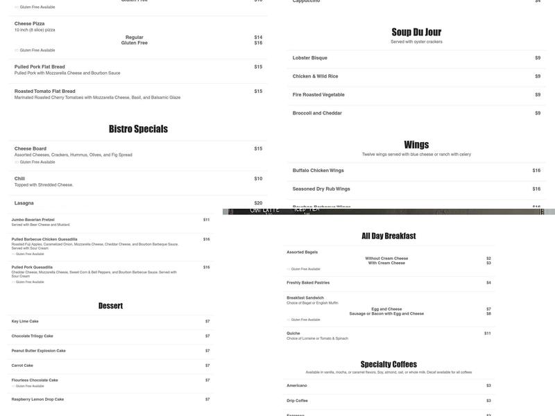 Falcons Brewhouse Menu