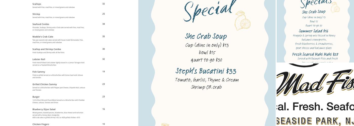 Mad Fish Company Menu