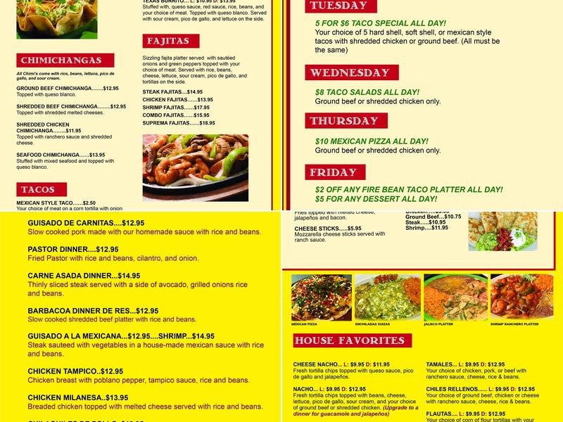 La Fonda Mexican Restaurant Menu