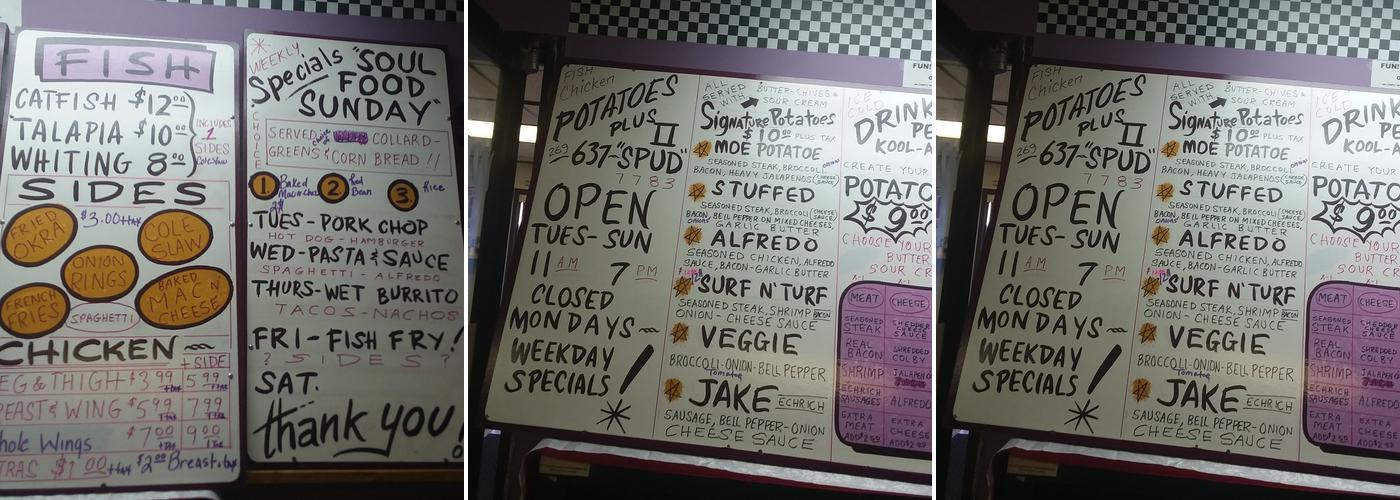 Potatoes Plus 2 Menu