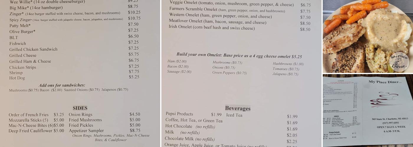 My Place Diner Menu