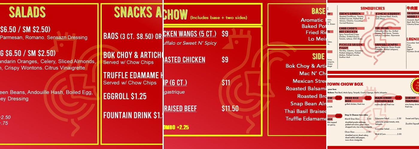 Chow Main Menu
