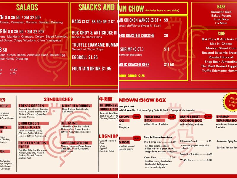 Chow Main Menu