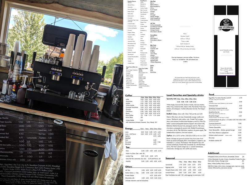 Fire Up Espresso Menu