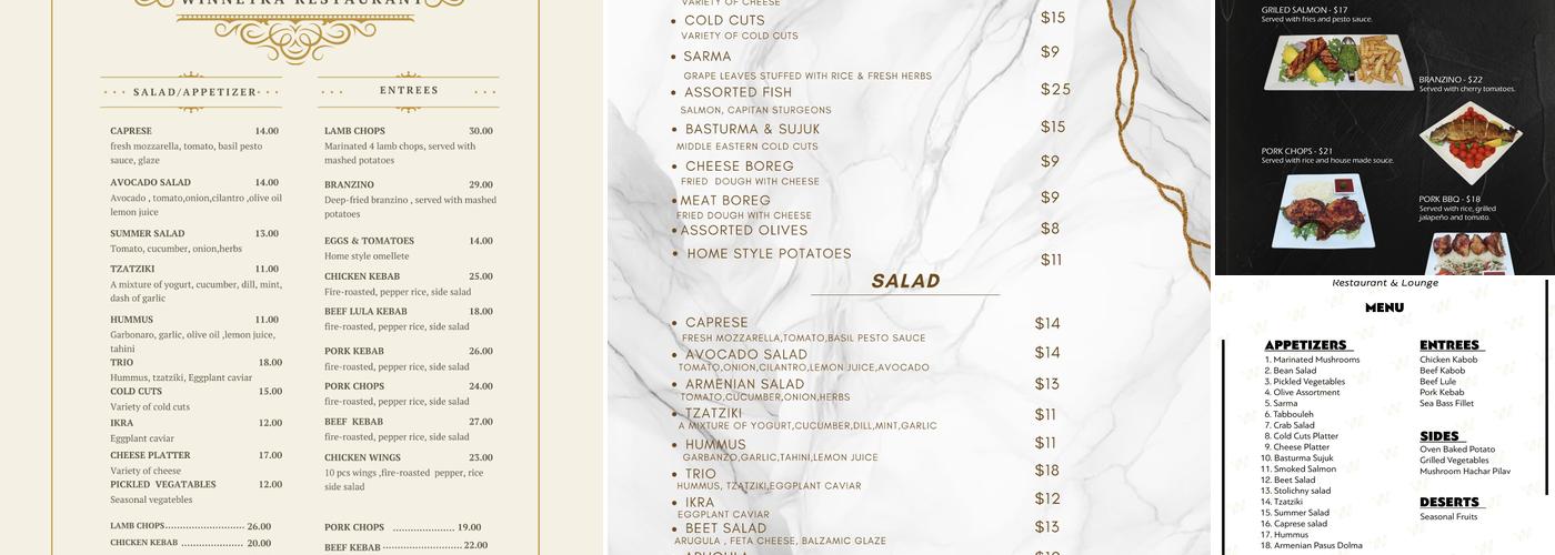 Winnetka Restaurant Menu