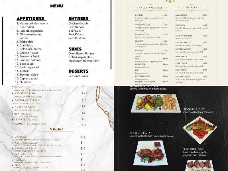 Winnetka Restaurant Menu