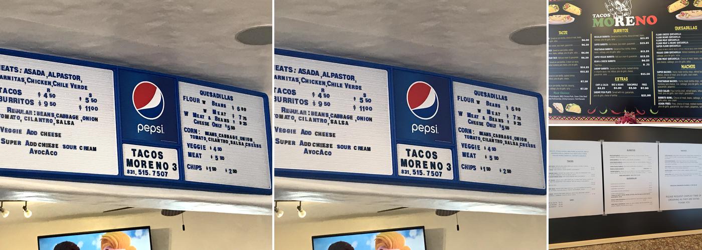 Tacos Moreno 3 Menu