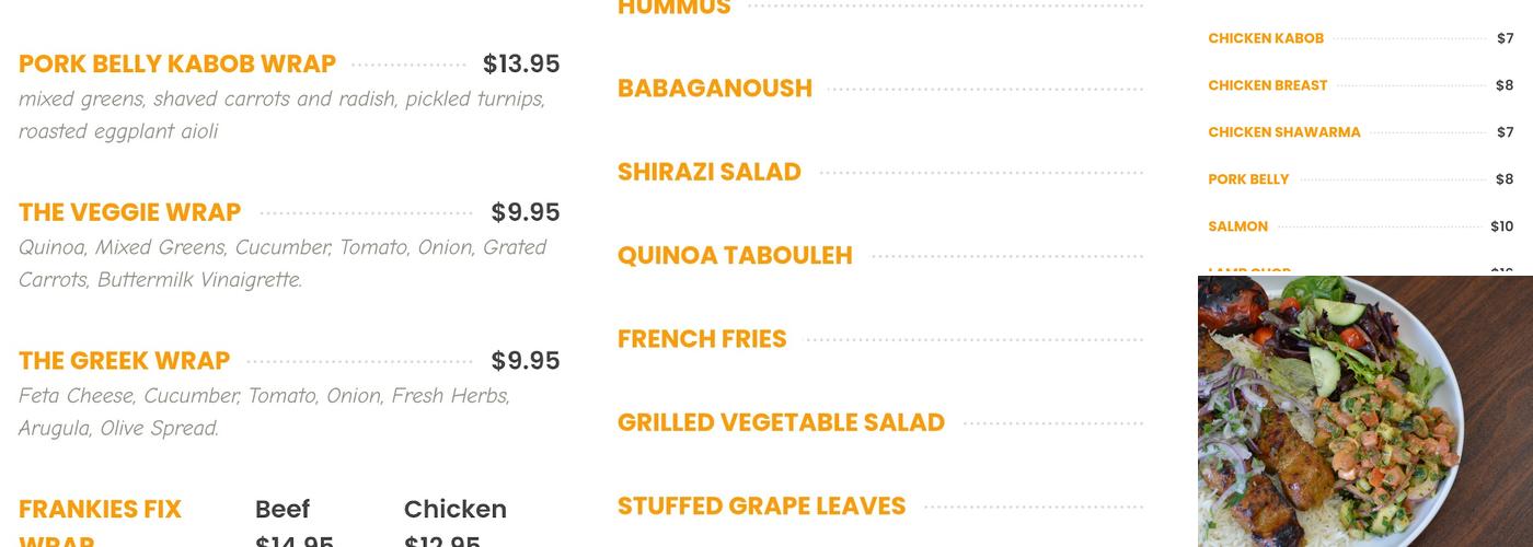 Eagle Rock Kabob Menu