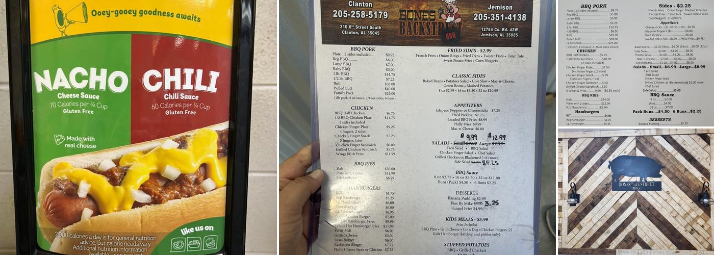 Bone's Backstreet BBQ Menu
