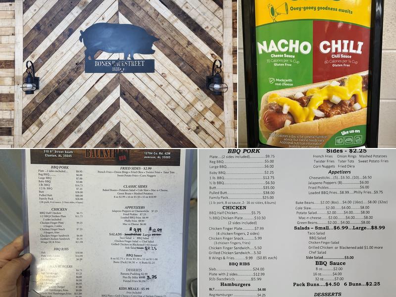 Bone's Backstreet BBQ Menu