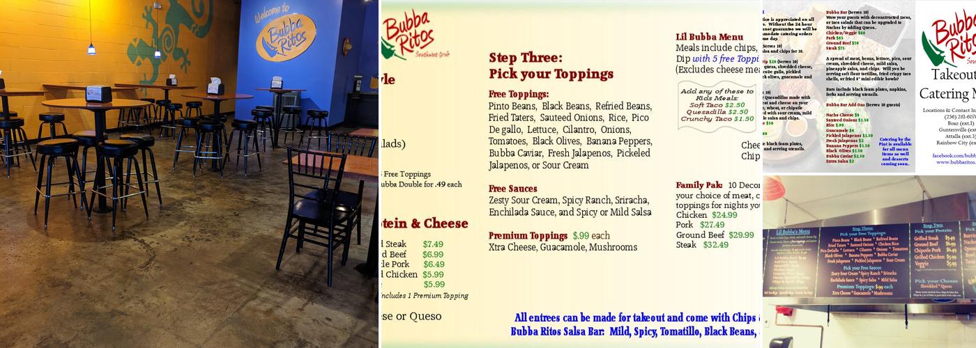 Bubba Ritos Menu