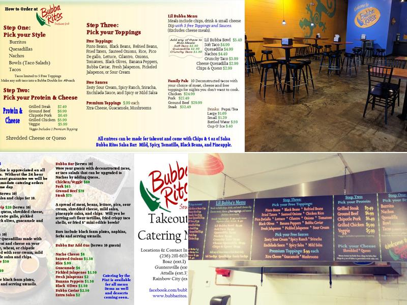 Bubba Ritos Menu