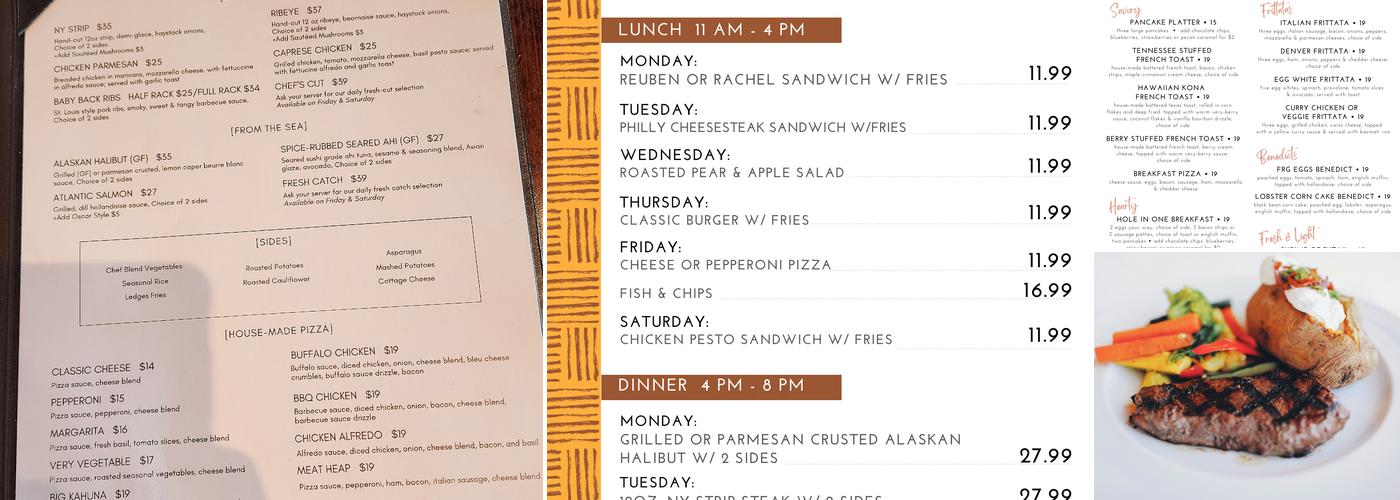 The Fish Rock Grille At The Ledges Menu