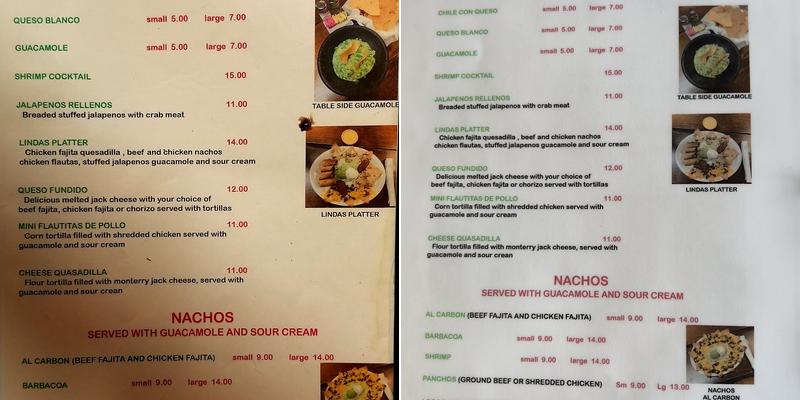 Juan & Linda's Mexican Grill Menu
