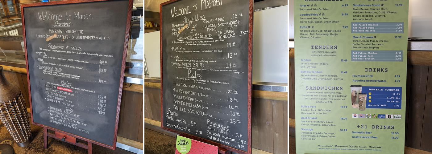 Mapori Restaurant Menu