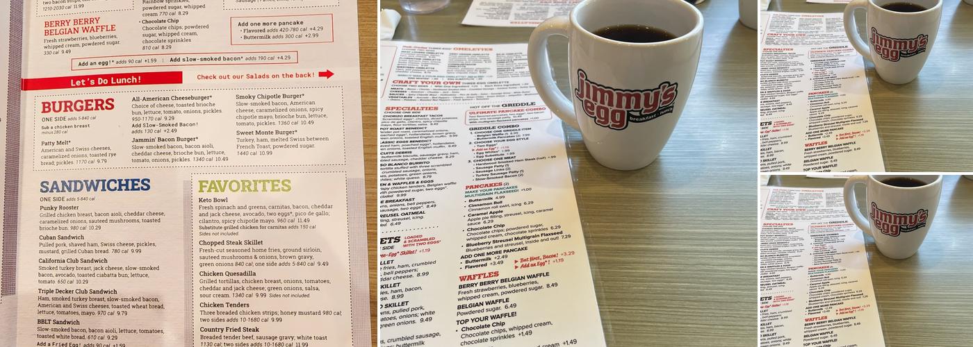 Jimmy's Egg Menu