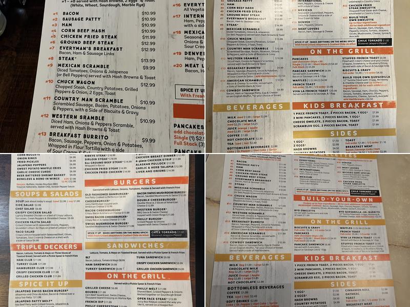 Mickies restaurant Menu