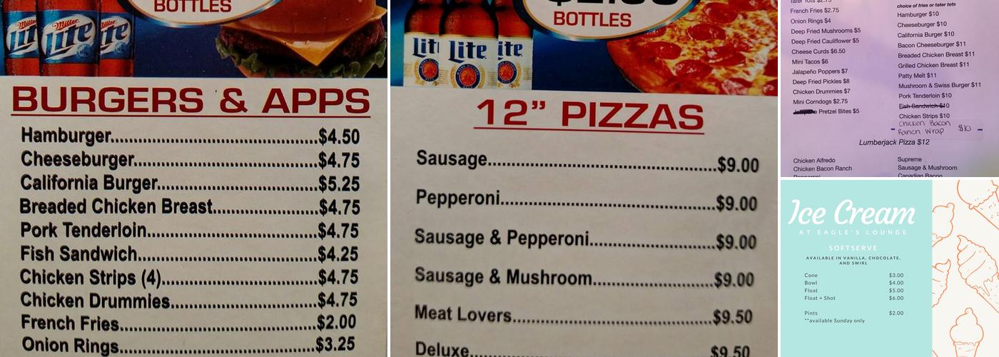 Eagle Lounge Inc Menu