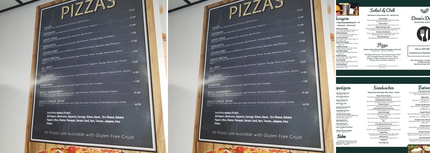 Dean's Den Frost Menu