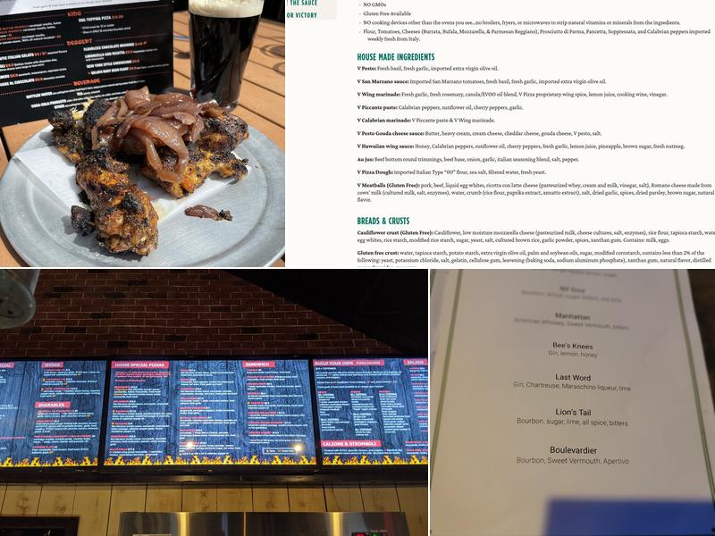 V Pizza & Julep - Palm Valley Menu