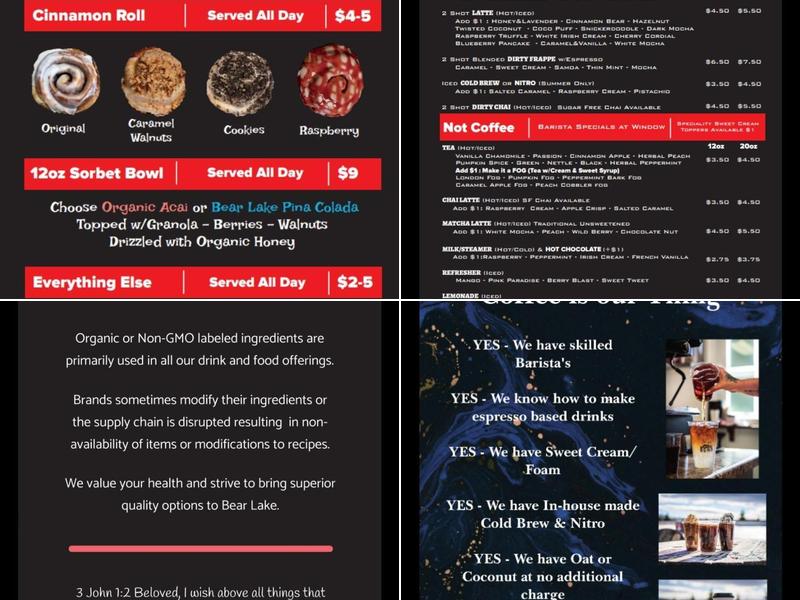 Moose Buns Menu