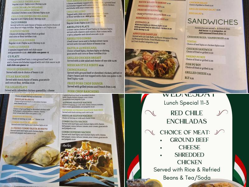 G’s Molcajete Menu