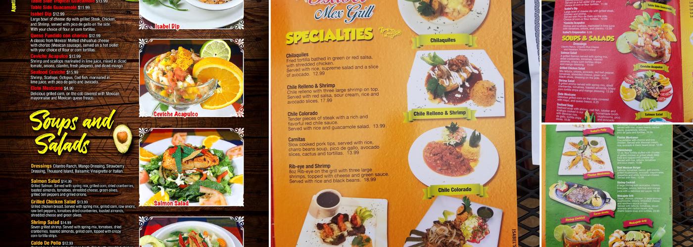 Isabel Mex Grill Menu