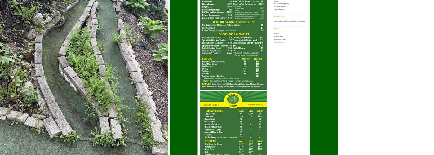 Mendon Mini Golf & Snack Bar Menu
