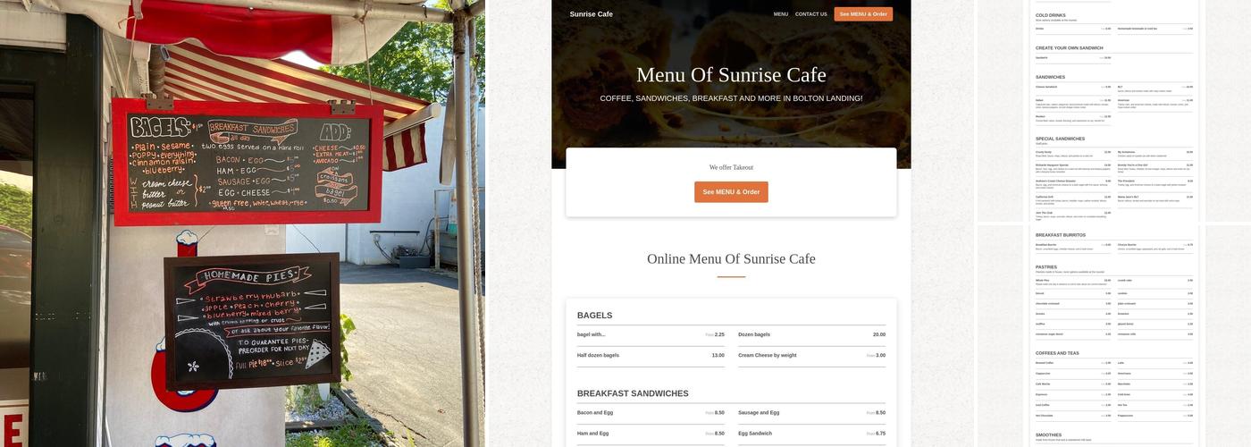 Sunrise Cafe Menu