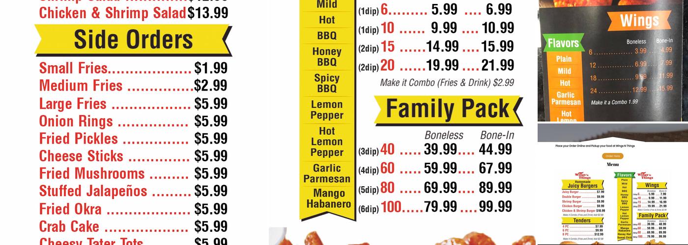 Wings n things Menu