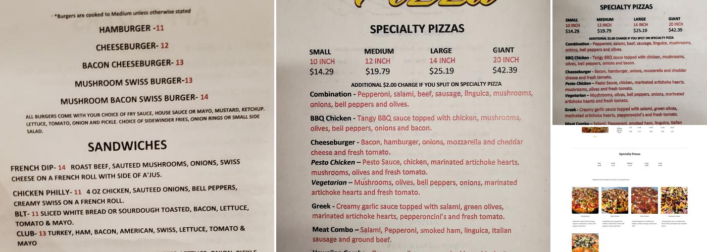 Vicki Rae's Pizza Menu