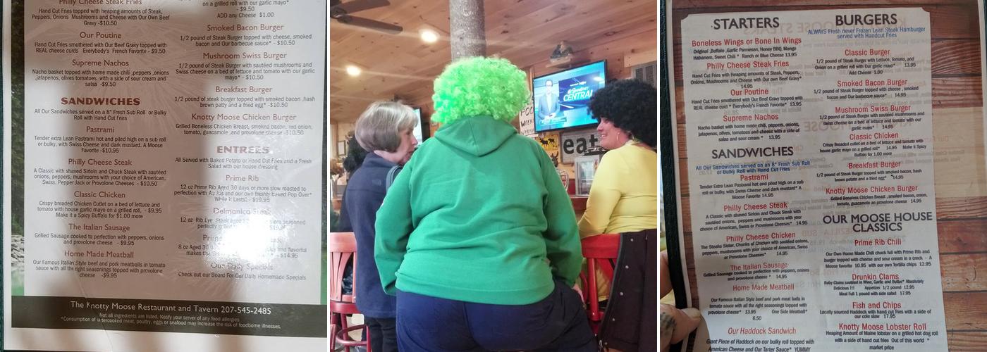 The Knotty Moose Cabins and Tavern Menu