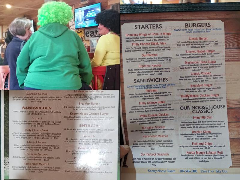 The Knotty Moose Cabins and Tavern Menu