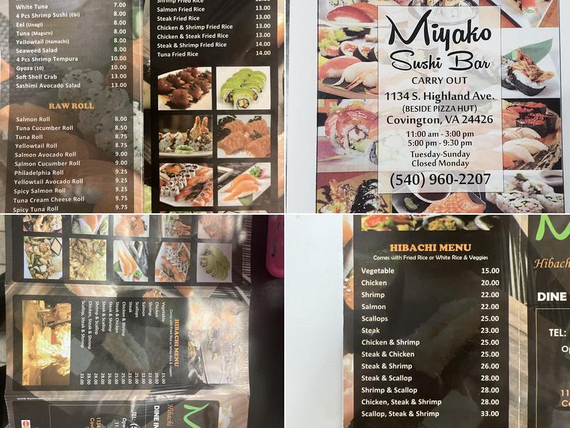 Miyako Hibachi & Sushi bar Menu