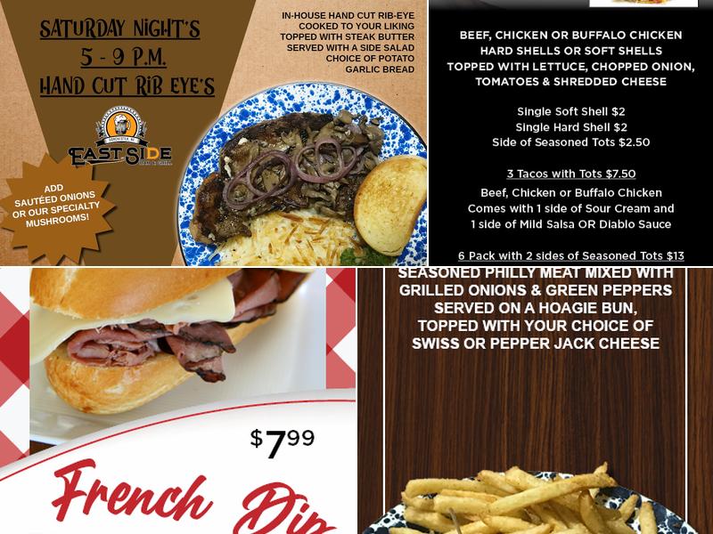 EastSide Bar & Grill Dorchester, NE Menu