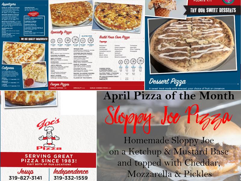 Joe's Pizza Independence Menu